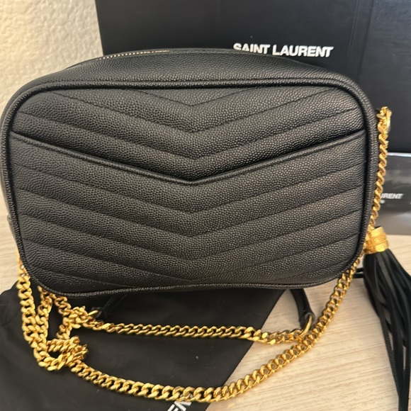 Saint Laurent Grain De Poudre Matelasse Monogram Mini Lou Camera Bag Black - Picture 7 of 16